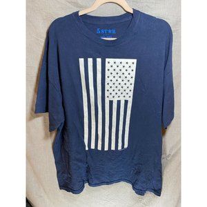 American Flag 5 Star Shirt Adult 2XL Blue White Graphic Pullover‎ Tee Mens